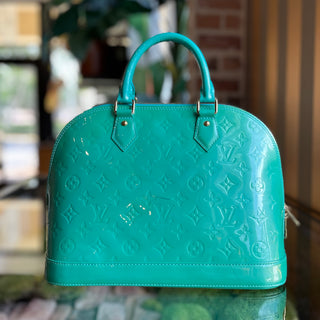 LOUIS VUITTON Monogram Vernis Alma Turquoise PM