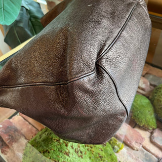 SAINT LAURENT Roady Brown Glitter Soft Leather Hobo Bag