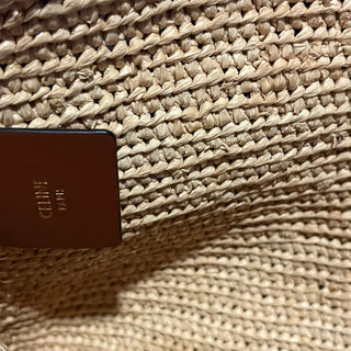 CELINE Small Triomphe Woven Raffia Zip Pouch