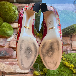 GUCCI Red Calfskin Blooms Pumps SZ 37.5 (US 7.5)