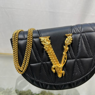 VERSACE Virtus Vitello Black Belt Bag