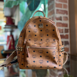 MCM Stark Small Stud Visetos Coated Canvas Backpack