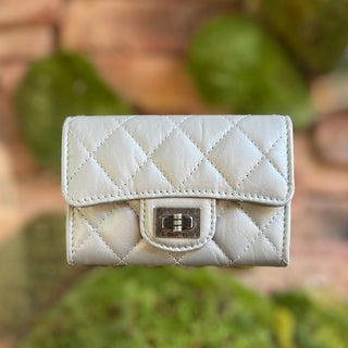 CHANEL Reissue Silver Metallic Calfskin Quilted Card Holder