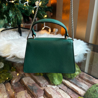 GUCCI Dollar Calfskin Crystal Mini Dionysus Top Handle Bag Emerald