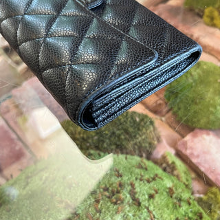 CHANEL Classic Flap Black Quilted Caviar Leather Wallet