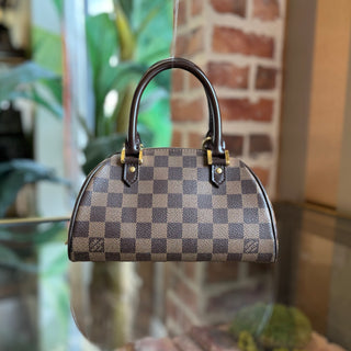LOUIS VUITTON Ribera Mini Damier Ebene Canvas Top Handle Bag