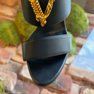 VERSACE Virtus V Black Leather Heels SZ 36 (US 6)