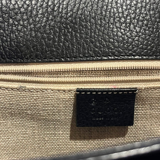 GUCCI Medium Black Interlocking G Dollar Calfskin Leather Shoulder Bag