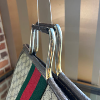 GUCCI Vintage Vertical GG Monogram Supreme Web Tote Top Handle Bag