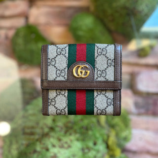 GUCCI Ophidia Beige Ebony GG Supreme Wallet