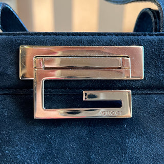 GUCCI Black Suede Vintage Mini Top Handle Bag