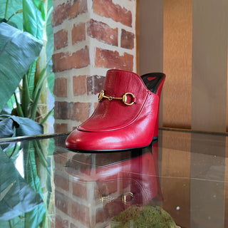 GUCCI Red Leather Horsebit Princetown Heeled Mules SZ 41 (US 11)