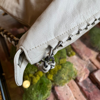 CHANEL Modern Chain White Calfskin Leather Hobo Bag