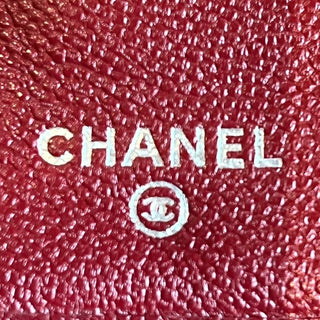 CHANEL Sevruga Red Caviar Leather Wallet