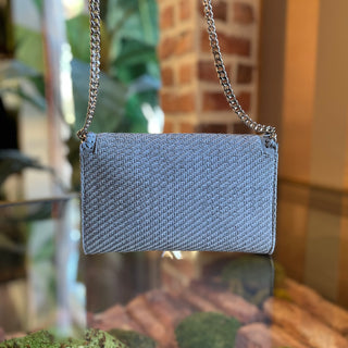 STELLA MCCARTNEY Falabella Mini Blue Woven Vegan Suede Crossbody