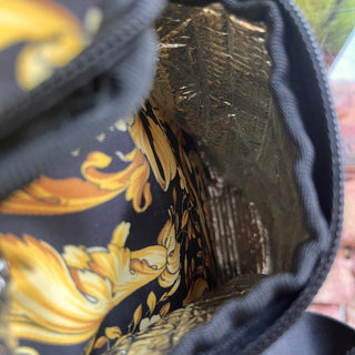 VERSACE Black Gold Nylon Baroque Diaper Bag