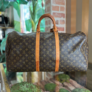 LOUIS VUITTON Keepall 55 Brown Monogram Canvas Vintage Duffel