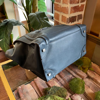 CELINE Luggage Mini Navy Blue Drummed Calfskin Leather Tote