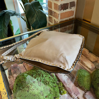 VALENTINO Zip Top Tote Beige w/ rockstuds
