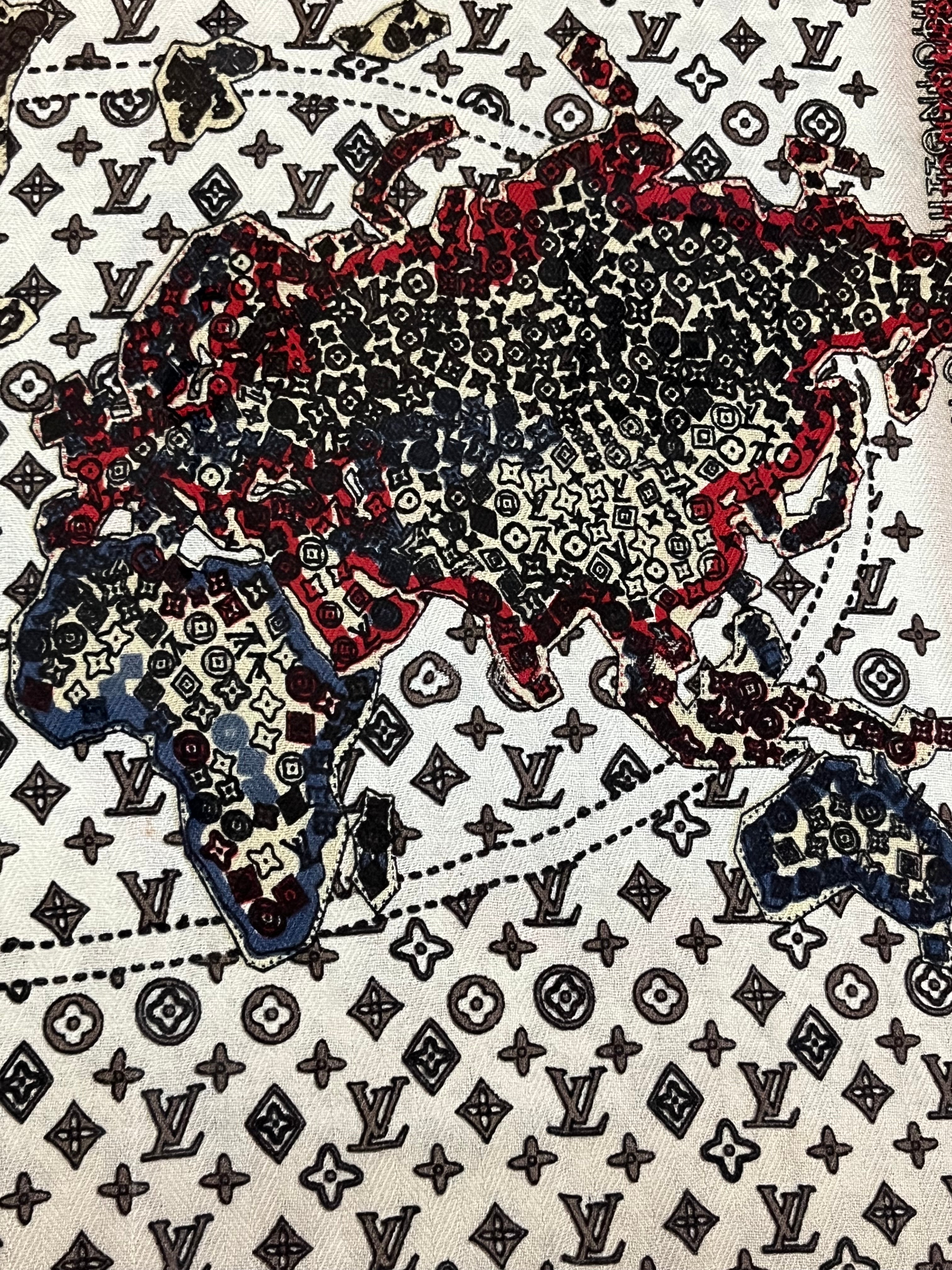 LOUIS VUITTON Beige Monogram World Map Oversized Wool Scarf - The Purse  Ladies