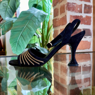 CHANEL Black Suede CC Logo Sandals SZ36(6US)