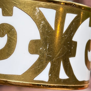 HERMES Extra Wide Gold Tone Rim Balcons Du Guadalquivir Bangle