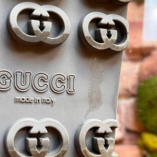 GUCCI GG Black Leather Rubber Platform Slides