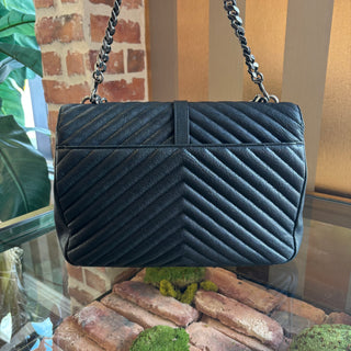 SAINT LAURENT Black Chevron Leather College Large