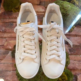 DOLCE & GABBANA White Leather Portofino Low Top Sneakers SZ 39.5 (US 9.5)