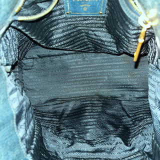 PRADA Blue Vitello Shine Open Convertible Tote
