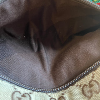 GUCCI Beige Brown GG Web Canvas Double Pocket Belt Bag