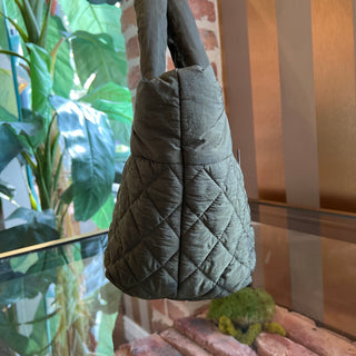 CHANEL Coco Cocoon Small Green Nylon Quilted Tote