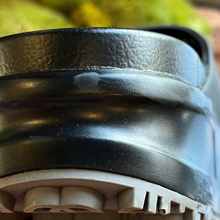 GUCCI GG Black Leather Rubber Platform Slides