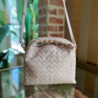 BOTTEGA VENETA Mini Hop Lotus Intrecciato Woven Nappa Leather Hobo Bag
