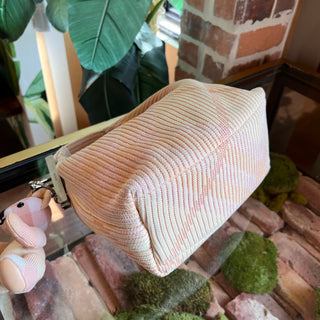 BURBERRY Mini Peg Sherbert Knitted Check Canvas Bag