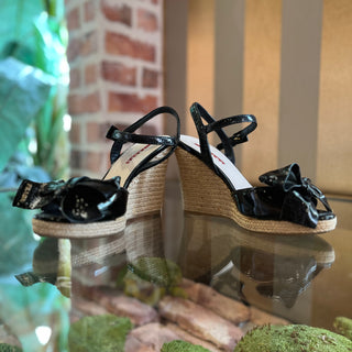 PRADA Black Patent Leather Bow Espadrilles SZ 35 (US 5)