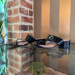 GUCCI Black Patent Leather Horsebit Sandals SZ 36 (US 6)