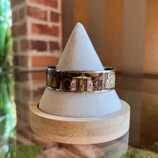 HERMES Wide Cachemire de Tamara Print Enamel Bangle