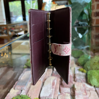 LOUIS VUITTON Small Mini Lin Red Canvas Ring Agenda Cover