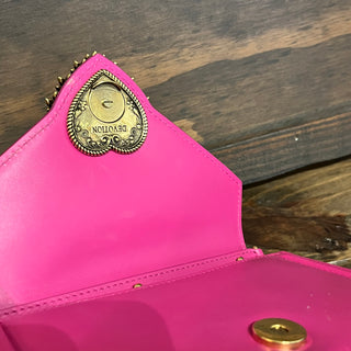 DOLCE & GABBANA Small Devotion Pink Smooth Calfskin Envelope Top Handle Bag