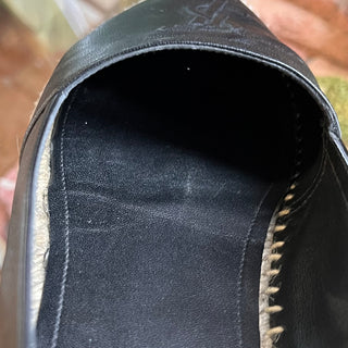 SAINT LAURENT Black Lambskin Leather YSL Espadrilles SZ 37.5 (US 7.5)