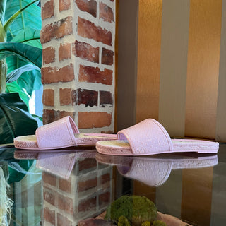 TORY BURCH Pink T Monogram Espadrille Slides SZ 6.5