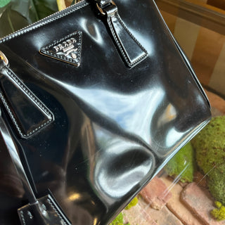 PRADA Galleria Black Patent Lux Leather Tote Bag