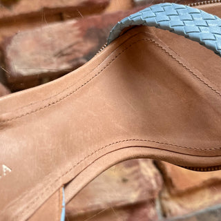 BOTTEGA Intrecciato Blue Leather Heels SZ 38.5 (US 8.5)