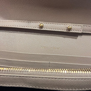 SAINT LAURENT Cassandre Beige Grain de Poudre Leather Wallet on Chain Bag