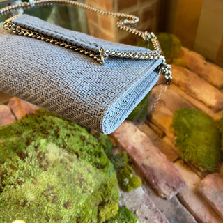 STELLA MCCARTNEY Falabella Mini Blue Woven Vegan Suede Crossbody