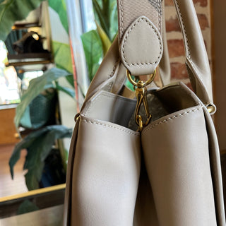BURBERRY Medium Buckle Honey Trench Leather Tote Bag