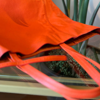 CELINE Horizontal Cabas Orange Grained Calfskin Shopping Tote Bag