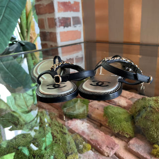 CHANEL Scarab Thong T-Strap Sandals SZ39(9US)