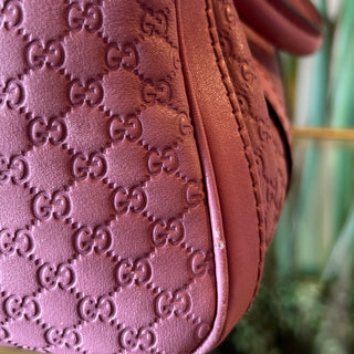 GUCCI Joy Boston Purple Guccissima Embossed Leather Satchel Bag